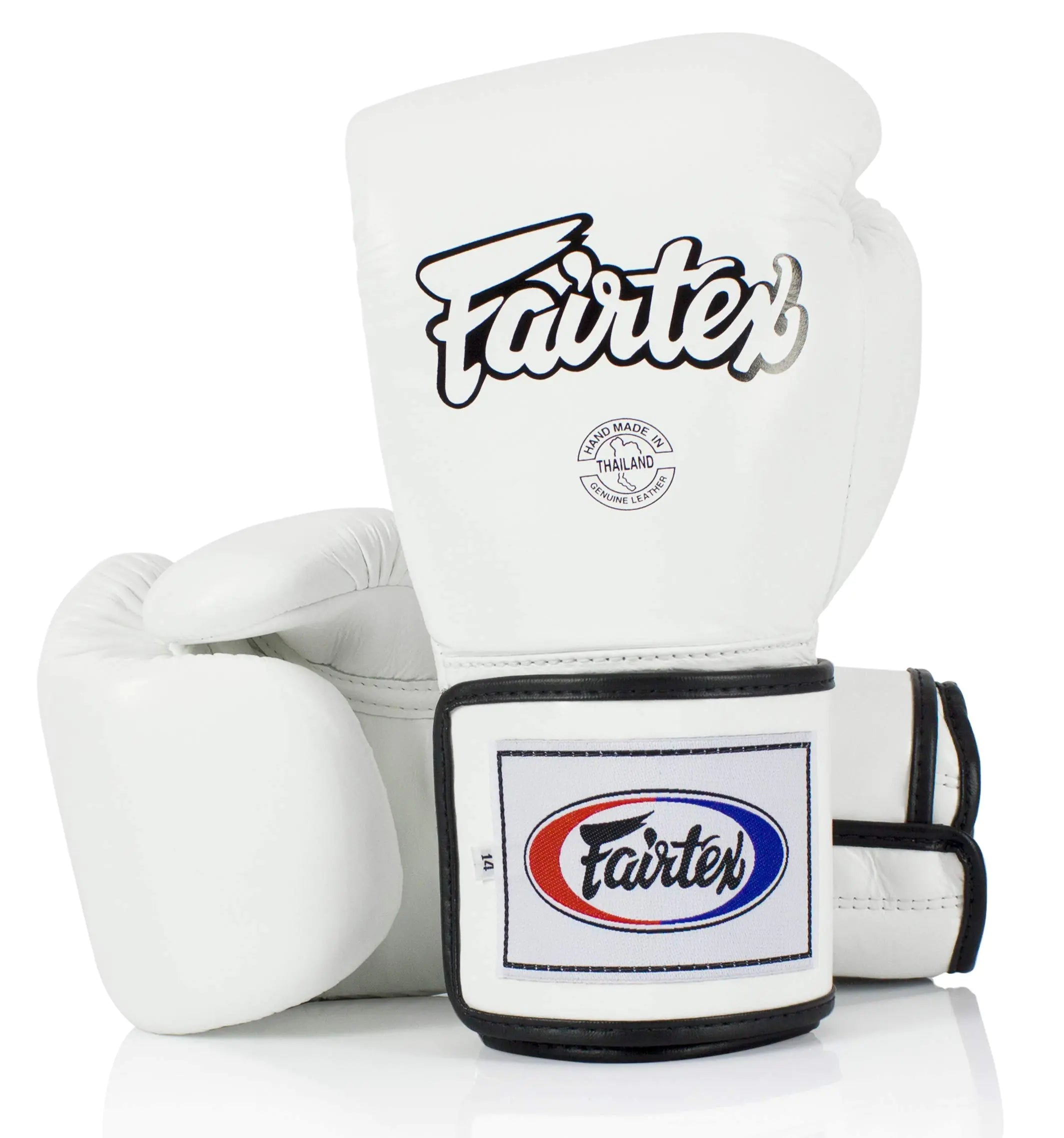 Fairtex Lightweight Thai Boxing Gloves | Secure Thumb Lock | White 12oz